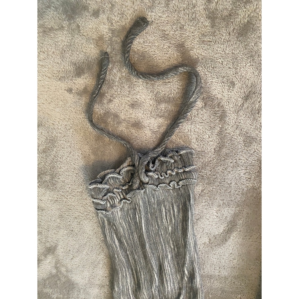 Pretty Angel Cardigan Sz M Gray Lace Crochet Crinkle Open Front Ethereal Fairy - Picture 7 of 13